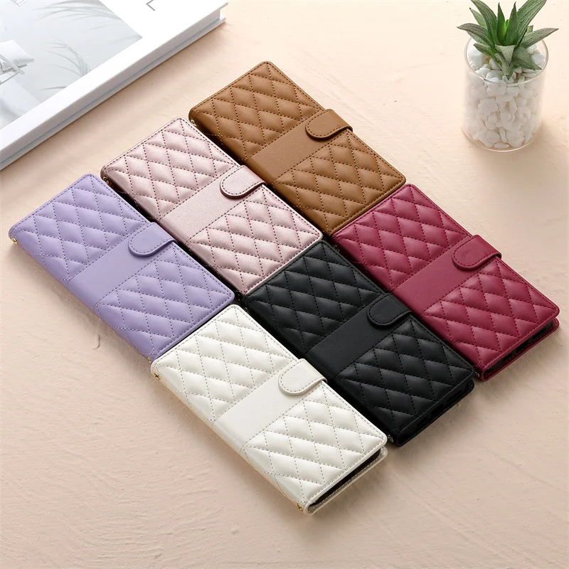 Elegant Leather Wallet Phone Case with Long Lanyard