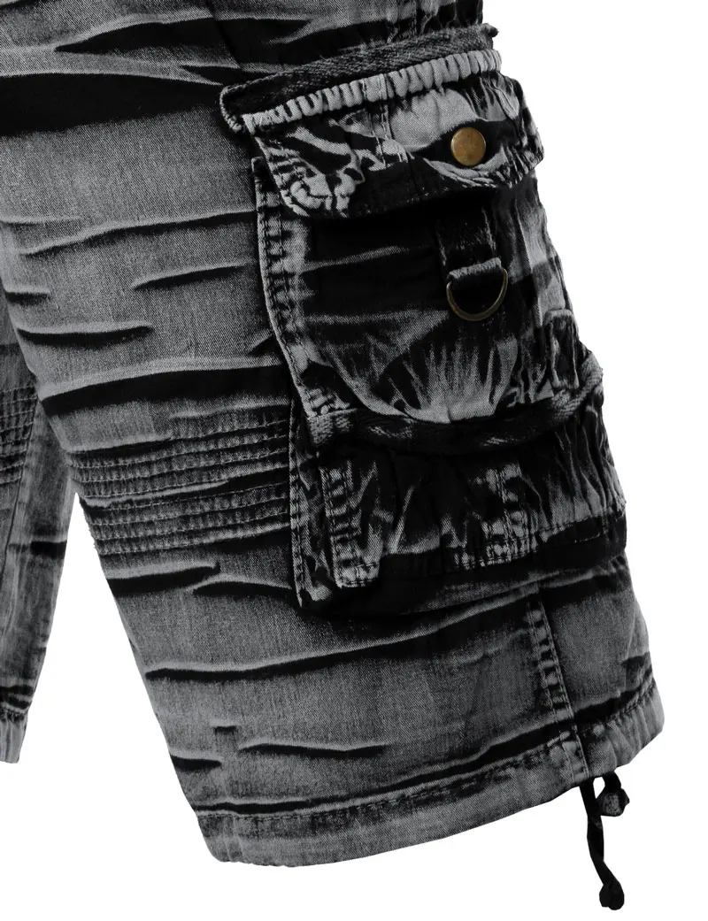 Gray Camo Cargo Shorts Men Cotton Mens Short Pants Comfortable Bermuda Masculina Relaxed Fit Multi-Pocket Pantalon Corto Hombre 4