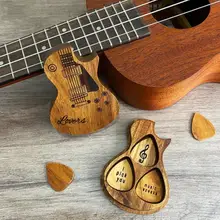  Guitar Pick Kit Wooden Guitar Pick Box Set Personalized Guitar Picks Box Customized Gift Wooden Plectrum Guitar Accessories 