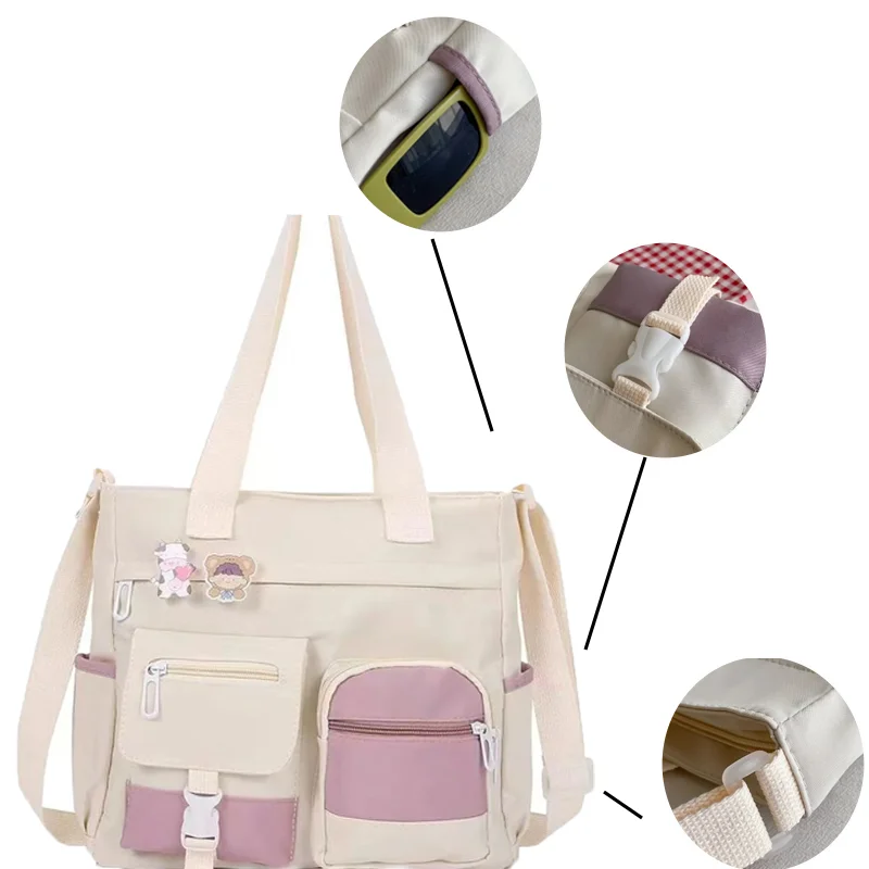 Japanese Harajuku Women's Handbags Multiple Pockets Shoulder Bag Large Capacity Crossbody Bag For Students