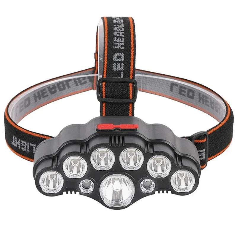 

9 LED Headlamp Strong Light Head Lamp USB Rechargeable Headlight Built-in 18650 Battery Fishing Flashlight Outdoor Lantern