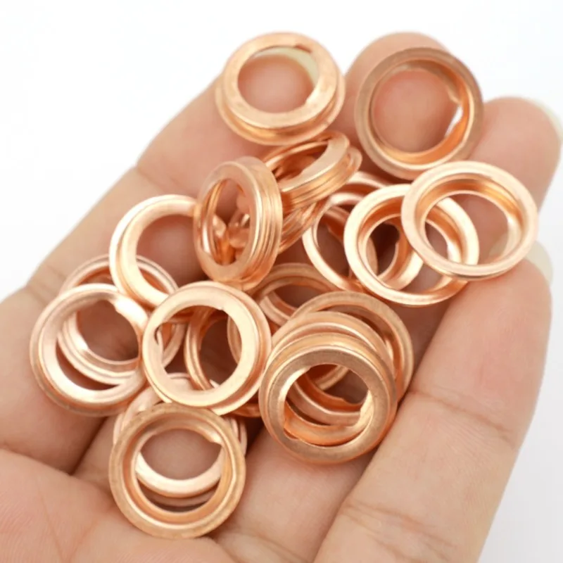 Car Engine Oil Drain Plug Gasket 1102601M02 Copper Colored Oil Drain Plugs Crush Washers Gaskets Rings for Nissan Infiniti oil drain plug gasket oil drain plug seal washer engine gasket set