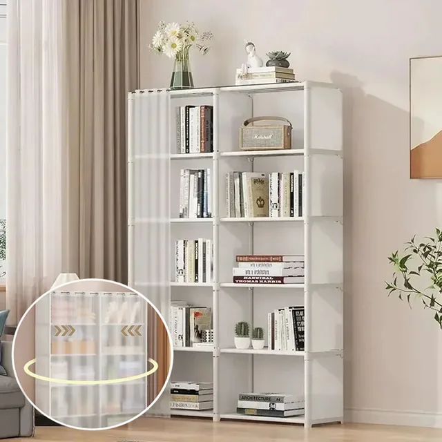 6/5 Layers Dustproof Bookshelf Large Capacity Storage Combination Shelves Simple Assembly Storage Cabinet Bedroom Furniture