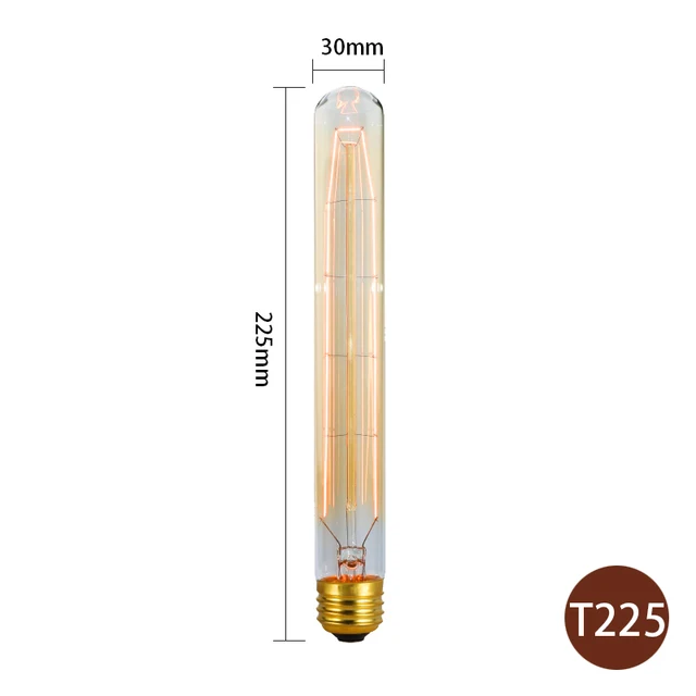 Retro Edison Light Bulb E27 220V 40W A19 A60 T10 T45 T185 ST64 G80 G95 Filament Vintage Ampoule Incandescent Bulb Edison Lamp T225 filament