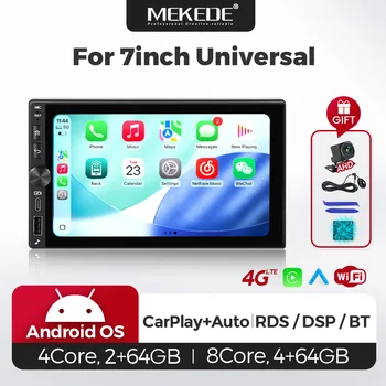 MEKEDE Radio multimedia para coche con Carplay inalámbrico y Android Auto de 7 pulgadas, sistemas inteligentes universales, unidad principal estéreo 2Din, navegación GPS, SIN DVD, 2 DIN, compatible con cámara, 4G LTE, FM, RDS, DSP, SWC, para VW, SEAT, Toyota, Nissan, Fiat, Dodge, Renault, Volvo, Skoda, Peugeot, Dacia 1