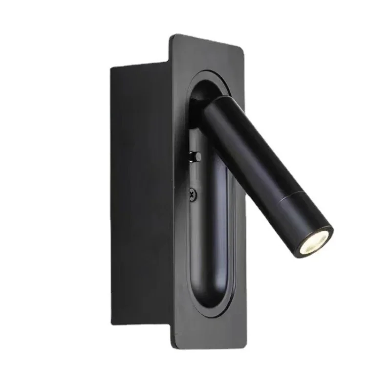 LED Light LED Wall Lamp Wall Light LED Reading Light Embedded Wall Hotel Bedside Study Pressed Powered Off Reading Light Rotates Freely At An Angle