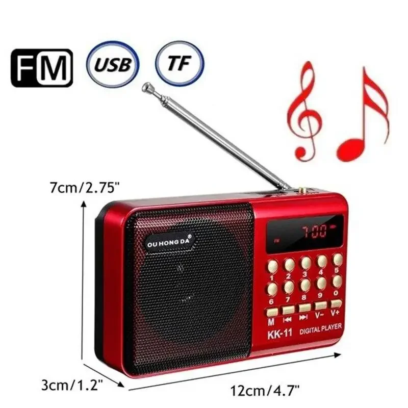 

Portable Mini K11 Handheld Radio Speakers Rechargeable Digital FM USB MP3 Player Speaker with Telescopic Antenna Multifunctional