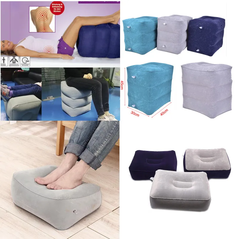 

New Useful Relax Inflatable Portable Travel Footrest Pillow Plane Train Kids Adult Bed Foot Rest Pad