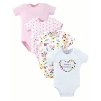 4pcs Baby Girl Clothes Baby girl onesie Summer Short Sleeve Jumpsuit Cotton Jumpsuit Fabric Newborn Baby Clothes 0-12 Months