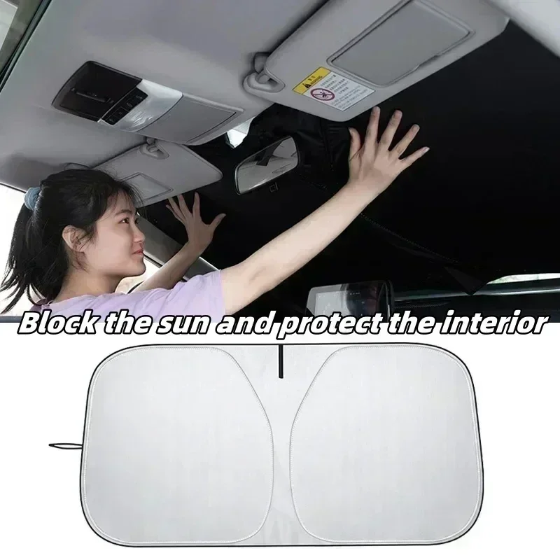 Parasole Auto Pieghevole Per Parabrezza - Ombrello Anti UV 138x75 Cm - Con Apertura Per Specchietto E Custodia - Universale Per SUV E Berline