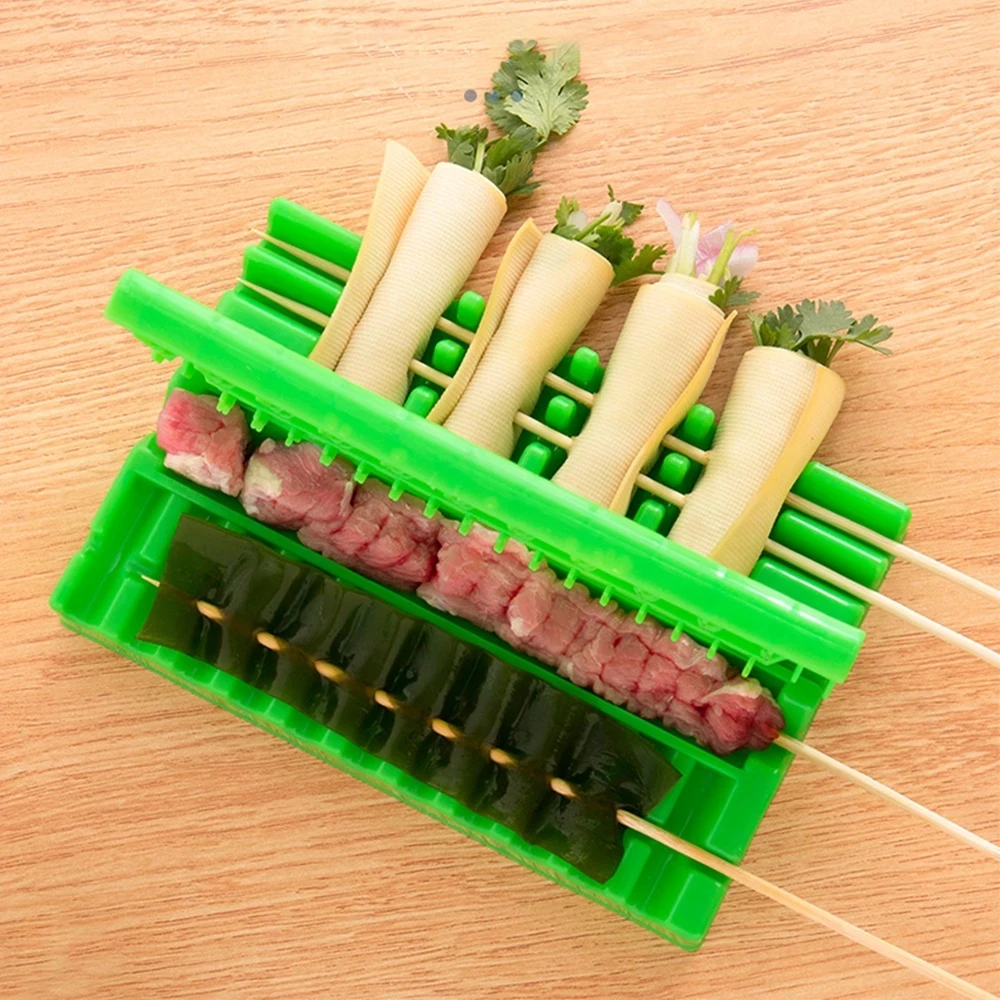 Barbecue Stringer Fast Skewer Kebab Maker Box Machine Beef Meat Vegetable String Grill Barbecue Kitchen Accessories Bbq Gadget