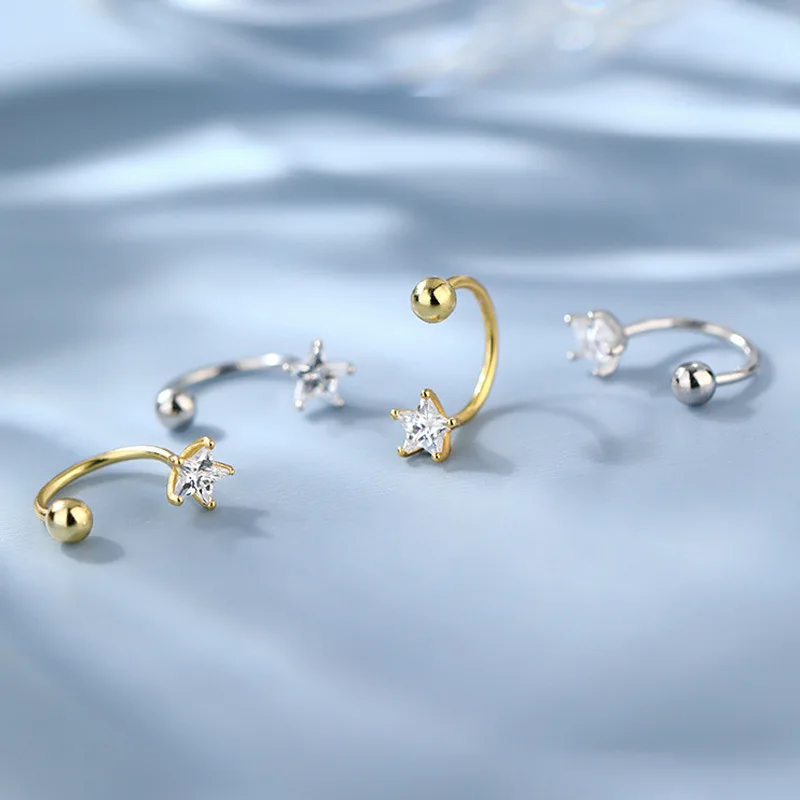 Commercio All'Ingrosso Minimal Crystal Star Ear Studs Orecchino Per Le Donne Coreano Heart Ear Cartilagine Helix Piercing Orecchino Gioielli Regali
