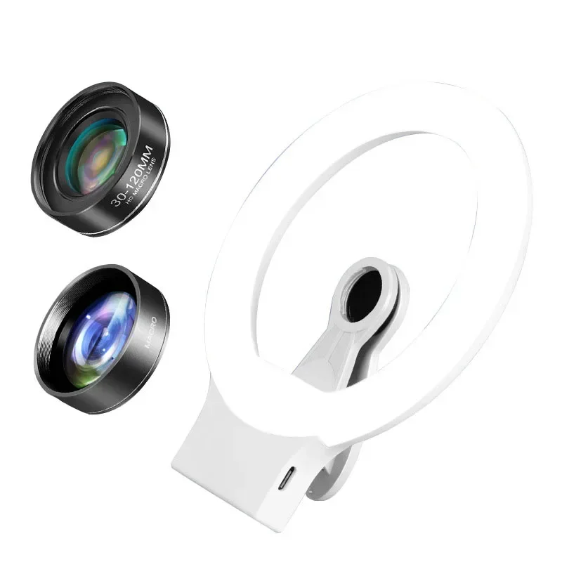 15XMacro Lens Filled Ring Light Selfie Light Camera Lens Flash Phone Portable Light With LED  With Remote Control For SmartPhone
