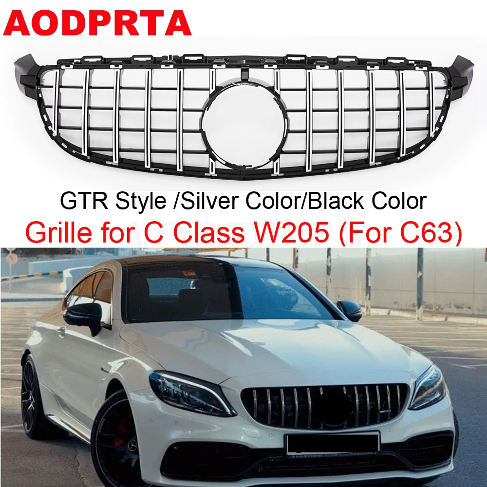 

C63 C63S C43 Grille AMG GTR Style Front Bumper Hood Grill for Mercedes C Class W205 AMG Packge C180 C200 C300 Coupe 2015-2019