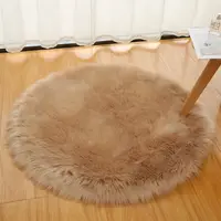 1PC 30cm Soft Artificial Wool Seat Cushion Round Fur Chair Mat Hairy Carpet Warm Wool Rug Home Bedroom Decoration Accessories 2