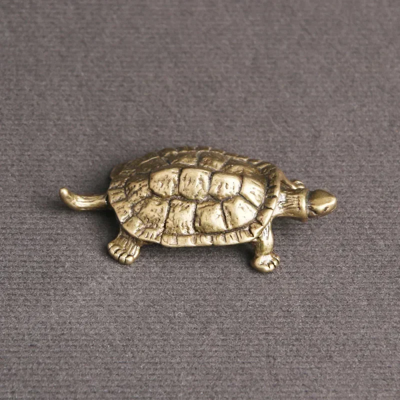 Vintage Brass Turtle Statue Metal Animal Sculpture Home Office Decoration Tea Tasting Pet Crafts