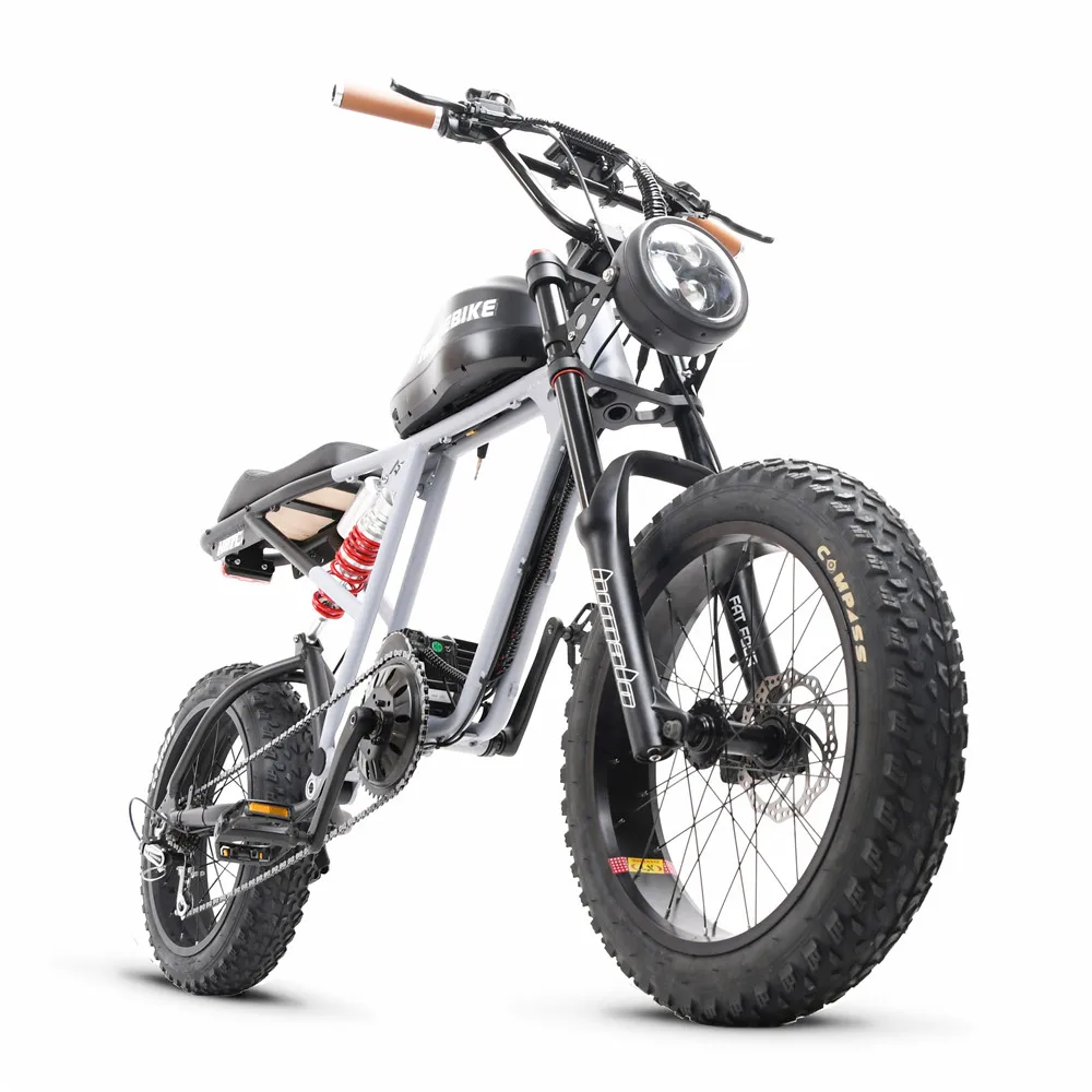 20 دراجة كهربائية بإطارات سميكة ﻿ ﻿   دراجة كهربائية كلاسيكية كلاسيكية بعجلتين بافانغ منتصف 1000 وات، دراجة كهربائية مزدوجة الصدمات عبر البلاد