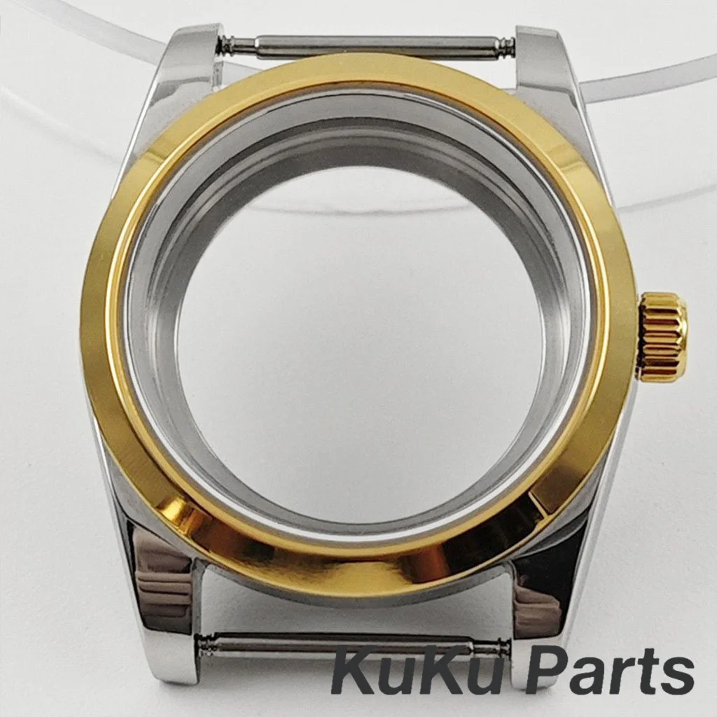 Silver Gold Sapphire Crystal Watch Case with Oyster Bracelet, 36MM/40MM