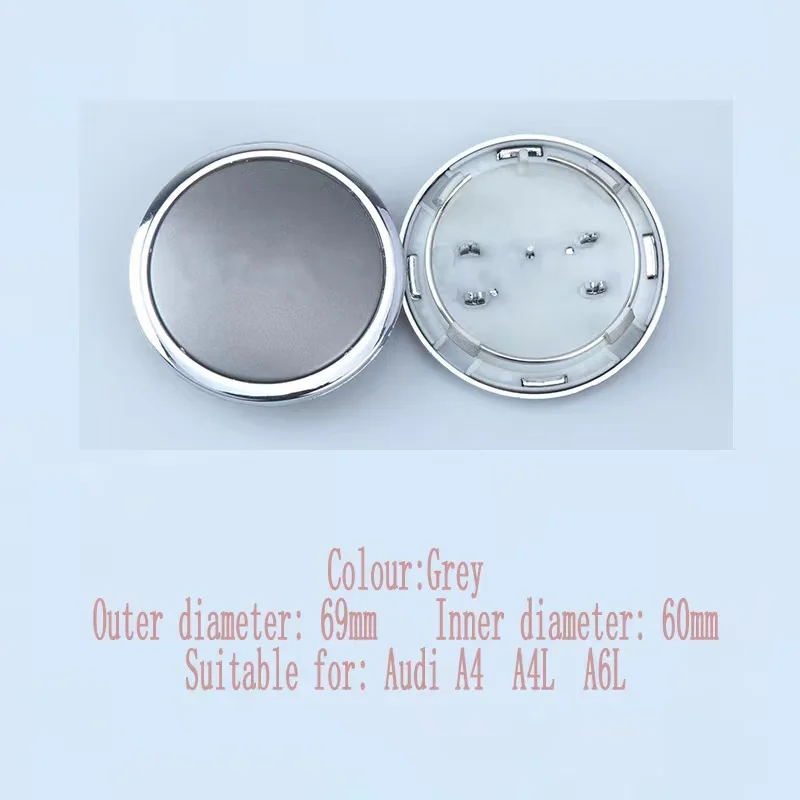 4 Pz/Set 69Mm Grey 4B0601170A Per Audi Car Wheel Center Cap Coprimozzo Per Audi A4 A4L A6L Car Styling Badge Emblem Accessorie