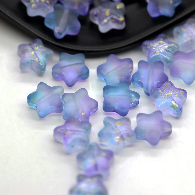 100pcs Frosted Gradient Five-Pointed Star Glass Beads