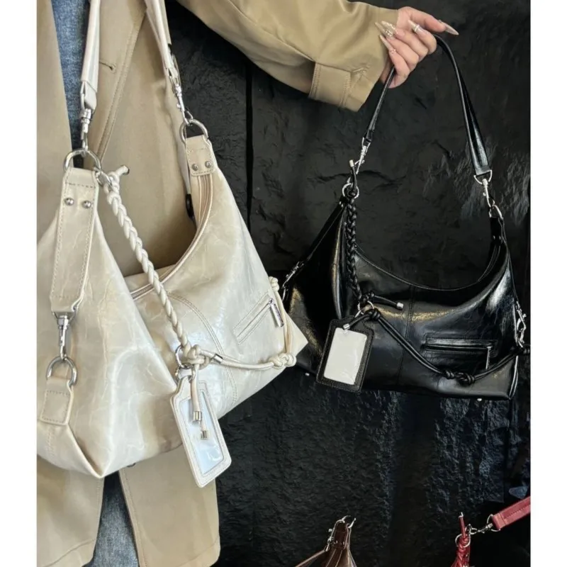 JIAERDI Korean Style Retro Woven Tote Bag Women Leather Textured Large Capacity Underarm Bag Ladies Fashion Commute Shoulder Bag