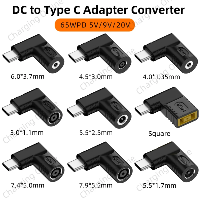 para tipo c pd Conector de Alimentação Jack Universal Carregador do Portátil para 65w Usb c pd Adaptador Conversor para Macbook Poco Samsung Xiaomi dc
