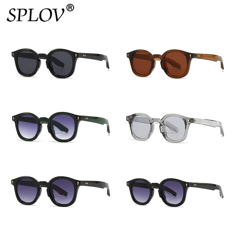 Luxury Round Men Sunglasses Women Fashion Gradient Driving Shades Trendy Green Vintage Eyewear Rivets Sun Glasses UV400