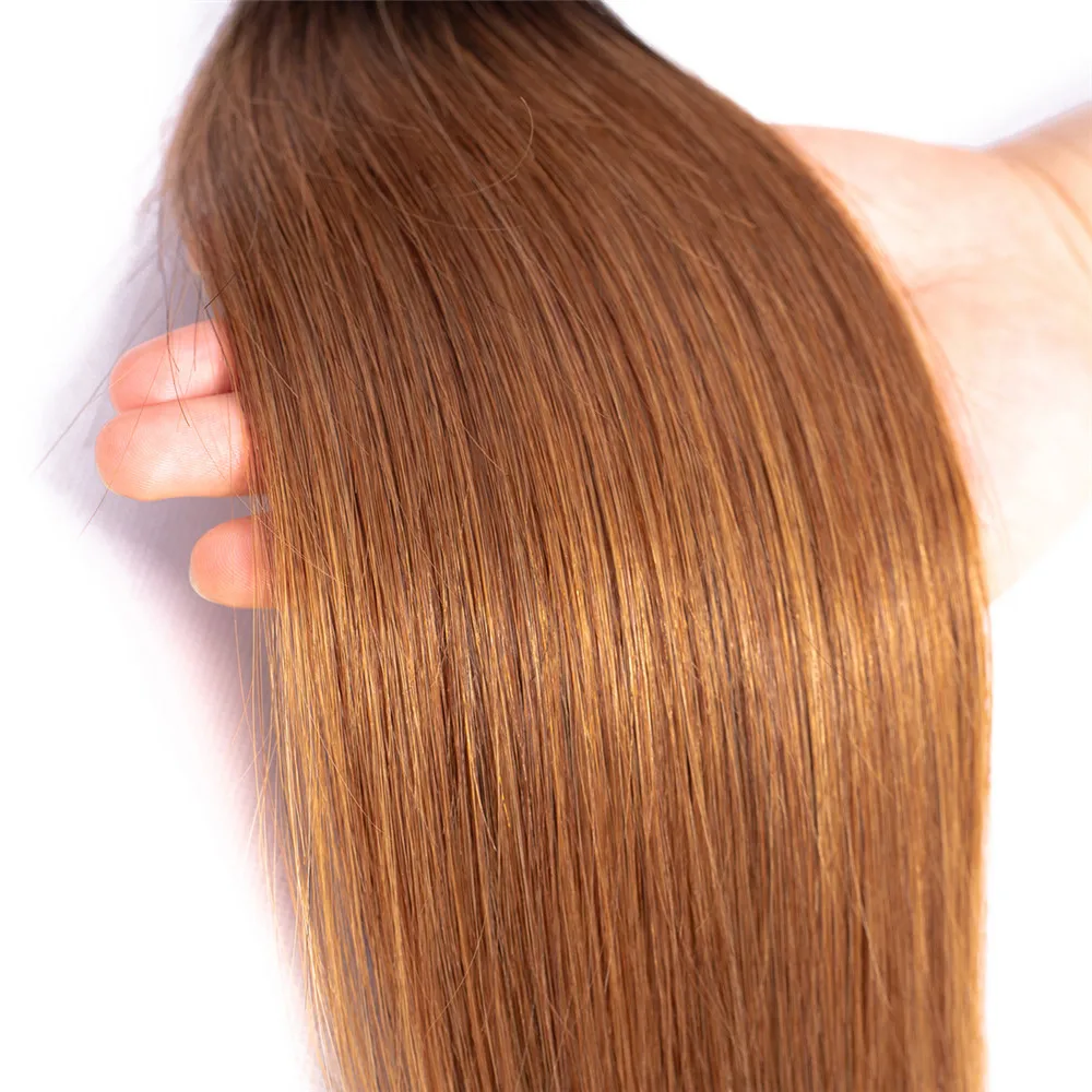 T1B/30 Body Wave Bundles Remy Hair Brown 1/2/3 Straight Human Hair Extensions Weaving