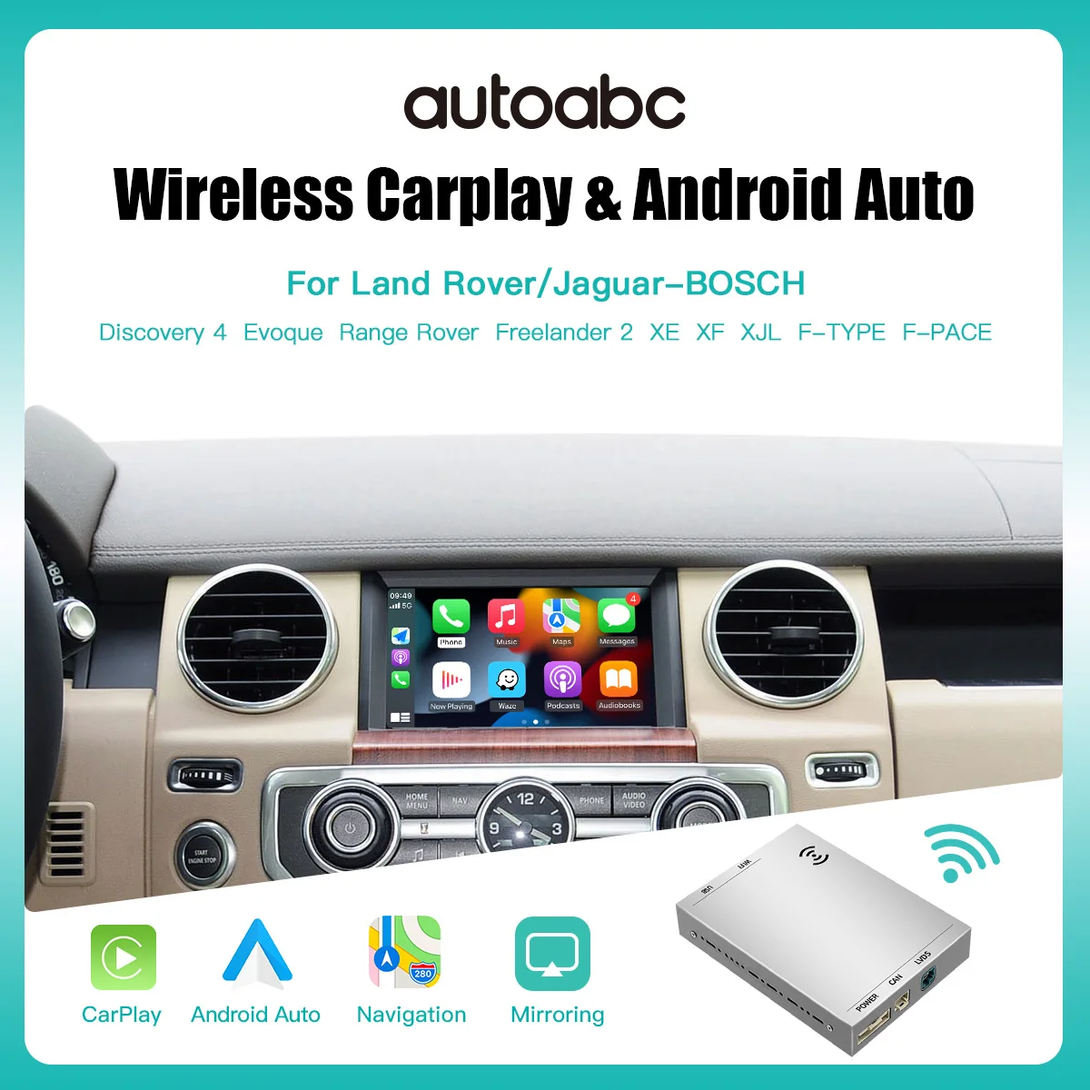 AUTOABC Беспроводная Carplay Android Авто подходит для Land Rover Jaguar Bosch открыть 4 Evoque Freelander2 XE XF XJL зеркальное отображение