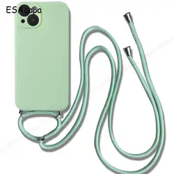 Versatile Crossbody Necklace Lanyard Silicone Matte Phone Case for VIVO Y73S 5G (Mint Green)
