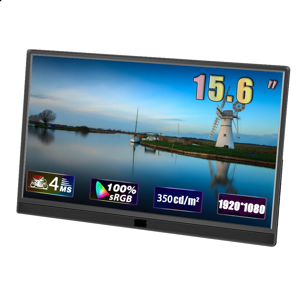 15.6인치 휴대용 모니터 1920*1080 풀 HD 해상도 사무실 엔터테인먼트 게임용 보조 컴퓨터 디스플레이