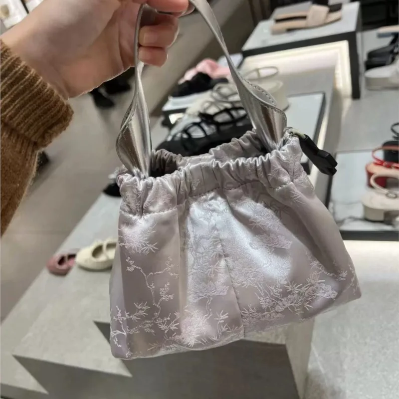 JIAERDI Fairycore Aesthetic Pink Cloud Hand Bag Ladies Summer Chinese Embroidery Handle Shoulder Bags Women 2025 Purse Female