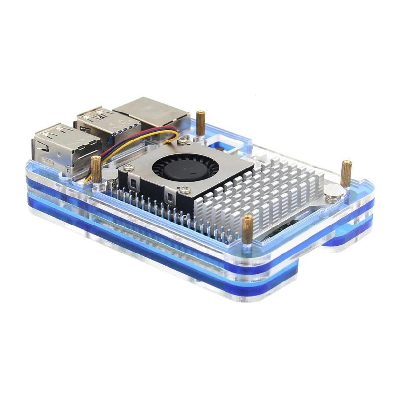

Чехол для RaspberryPi5 Прозрачный акриловый чехол Корпус охлаждающего вентилятора