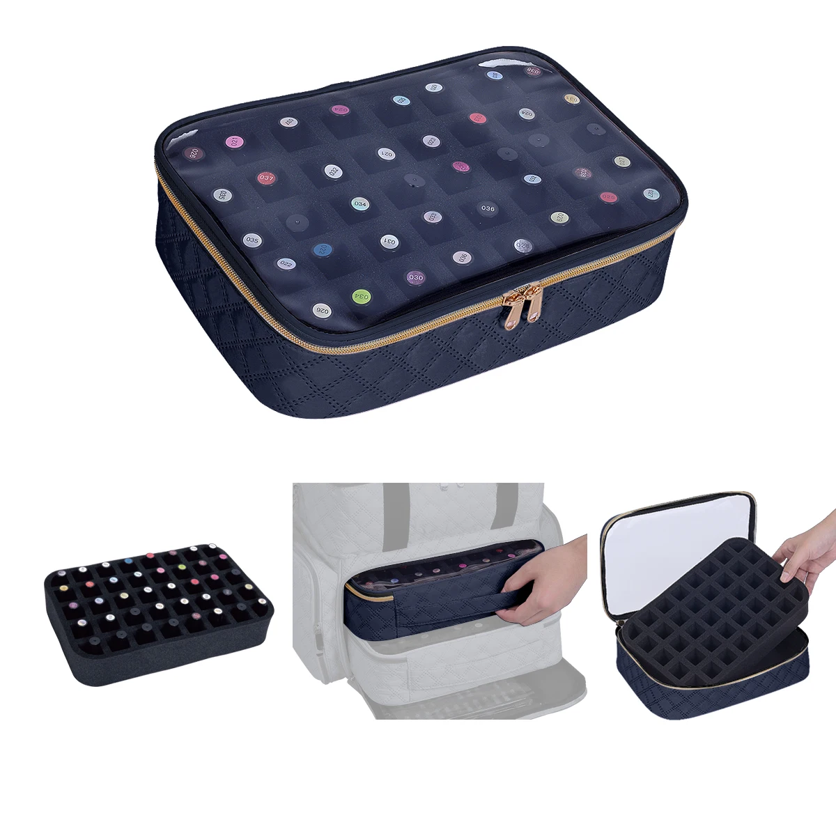 Fashion transparent nail polish storage box - 40 bottles travel set, durable polyester cotton material, suitable for nail lovers 4