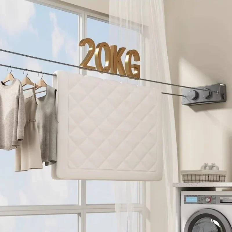 5.1m Retractable Clothes Hanger Laundry Drying Clothesline Stainless Steel Cloth Rack Wall Mounted Washing Clothes 3