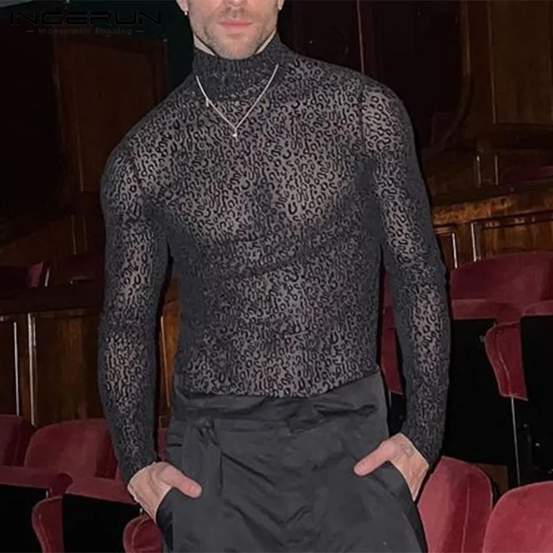 Men's Leopard Print Turtleneck 1