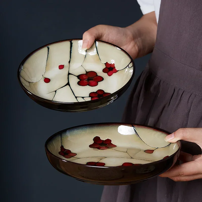 28-Piece Ceramic Tableware Set, Creative Chinese Plum Plates, Microwave Safe Home Kitchen Tableware