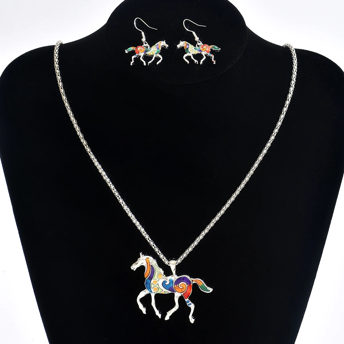 Rainbow Horse Pendant Necklace Little Rainbow Horse Jewelry Colorful Enamel Horse Pendant Necklace for Teen Girls Horse Lovers