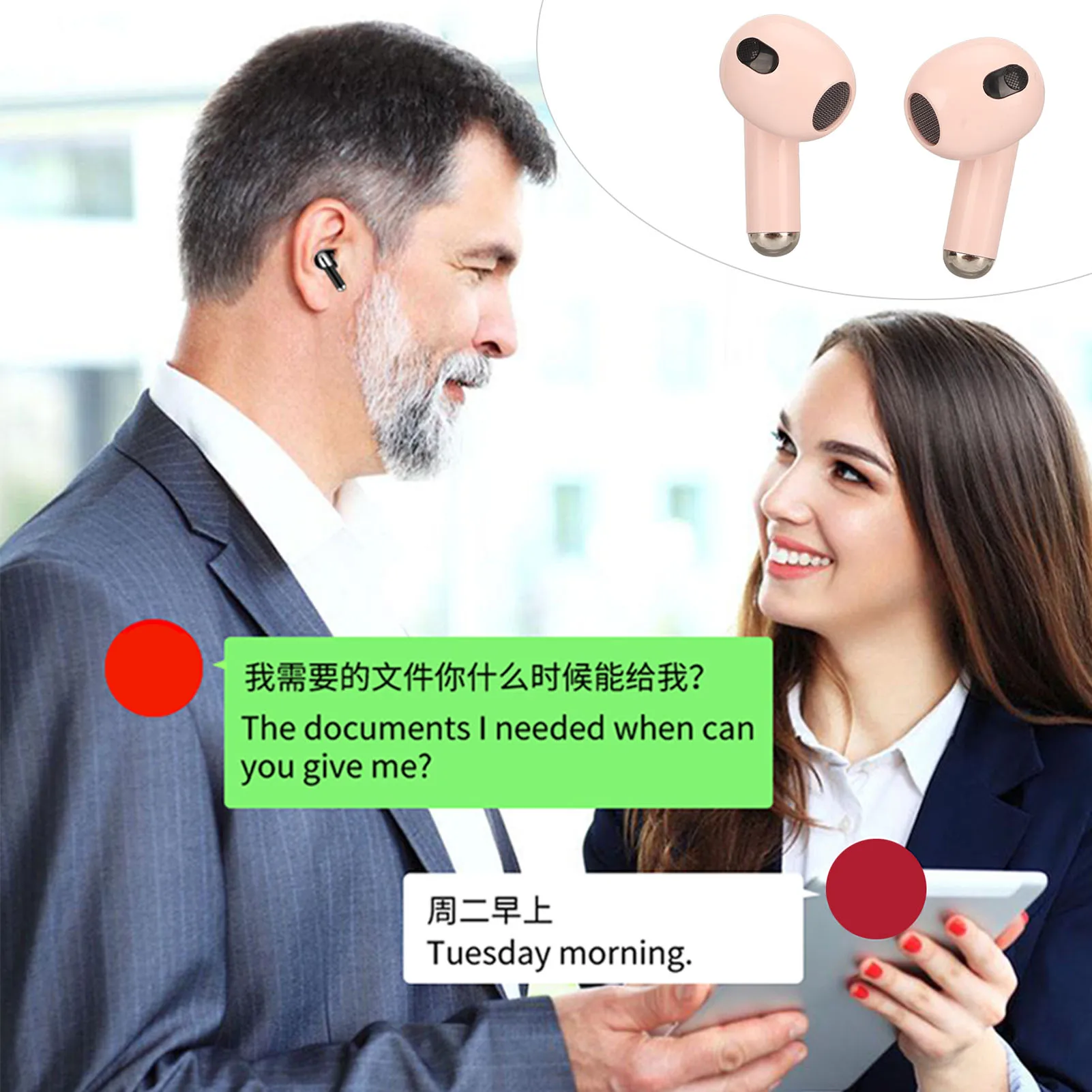 Real Time Translation Headset Language Translation Earphone Long Endurance BT Noise Reduction for Travelling for Business Talk