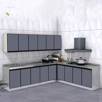 Stainless Steel Waterproof Kitchen Cabinets Household Storage Sink Stove Cabinet Kitchen Furniture Rental House Kitchen Cabinet 2