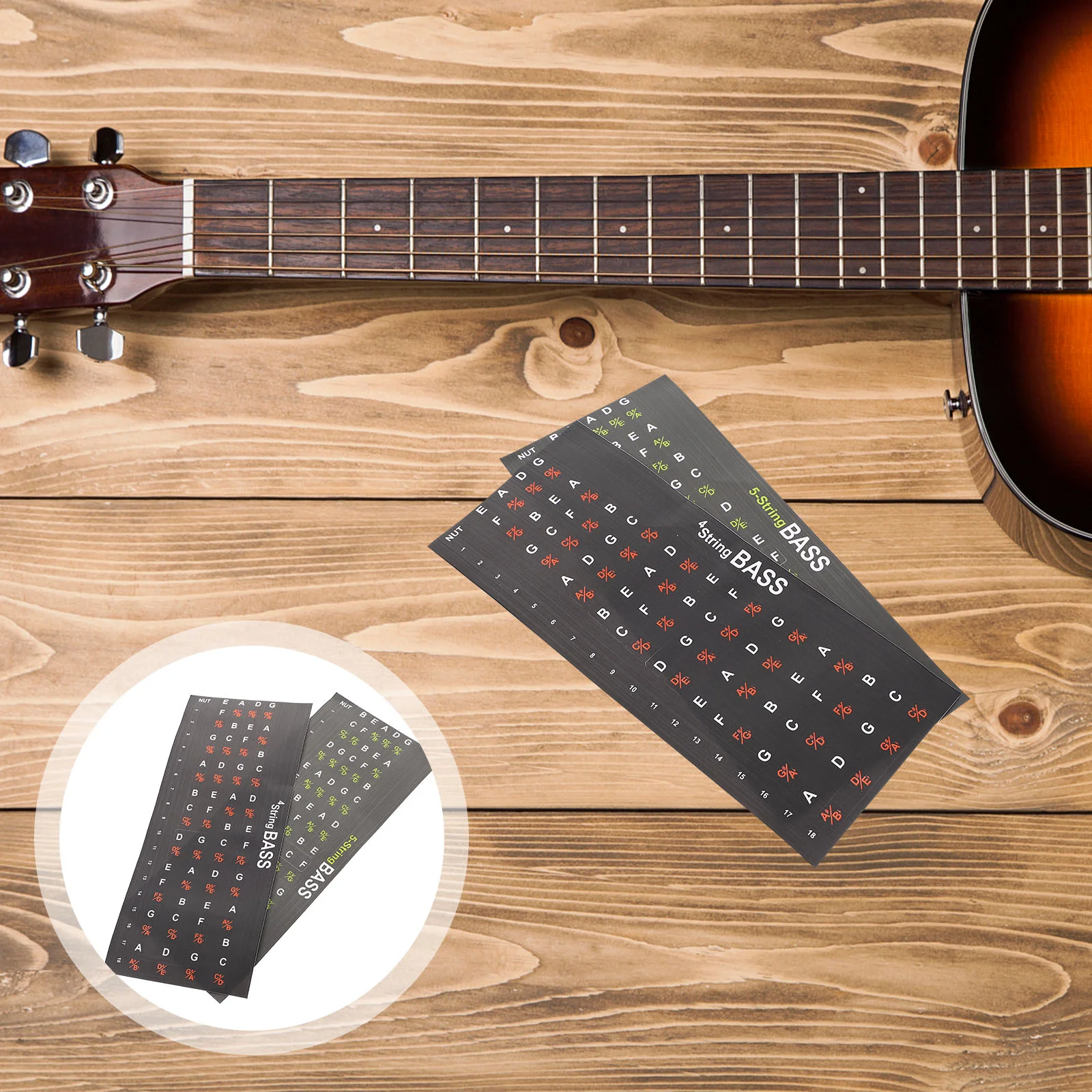 

2pcs Practical Guitar Learning Scale Decals Fretboard Note Scale Bass Guitar