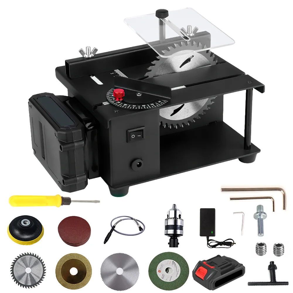 Mini-Tischkreissäge 23000 U/min Hochleistungs-Elektro-Tischkreissäge Schneidemaschine 0-90 Grad Schnitt DIY Modell Holzbearbeitungs-Tischkreissäge-Set – Detail 1
