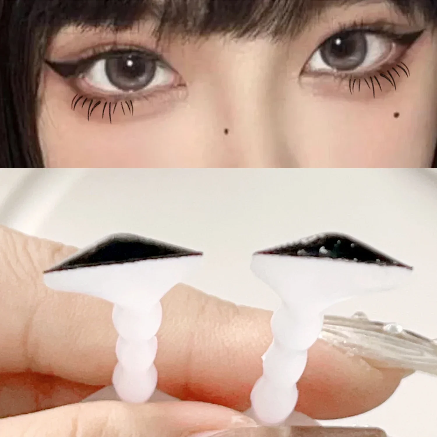 Eyeliner Stencil Tool Waterproof Simple Eyeliner Stamp Long Lasting Double-ended Eyelash Template with Ink Paste Black For Beginners