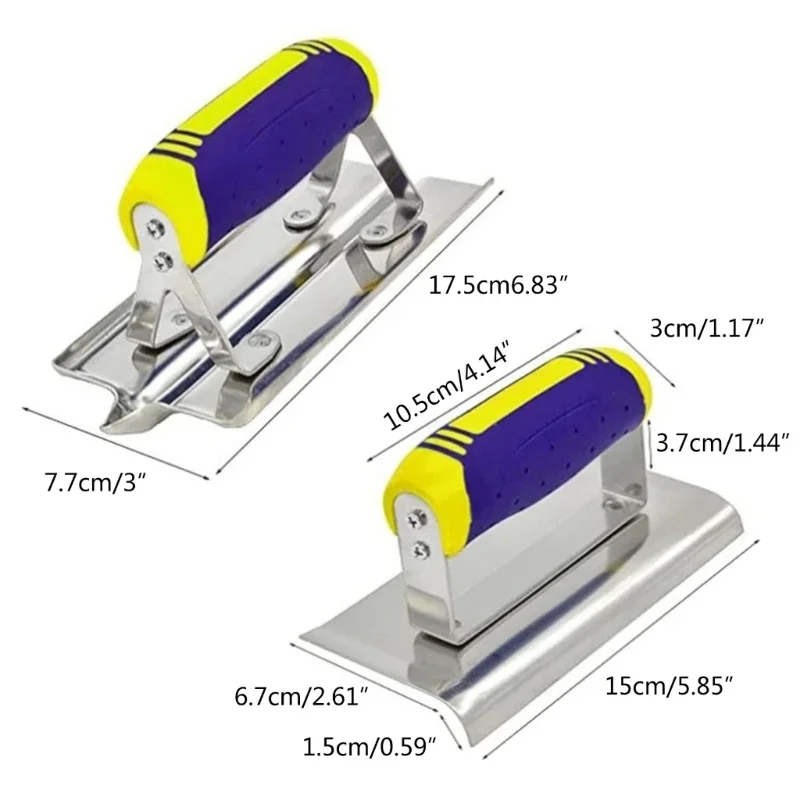 2 pcs Stainless Steel Plastering Trowel Float Flooring Trowel Concrete Groover grout cutter for Corners/sharp corners