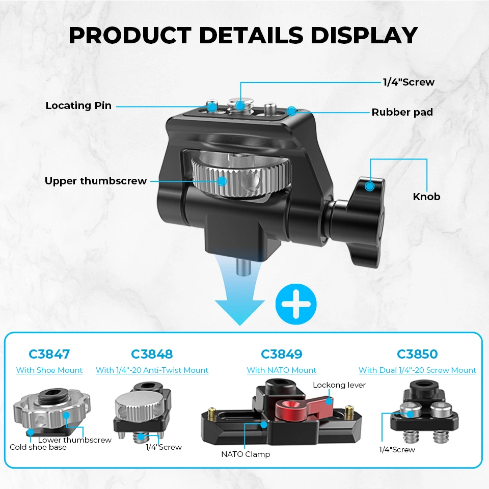 Monitor Mount Swivel and Tilt Adjustable Monitor Holder Support with 7cm NATO Ra