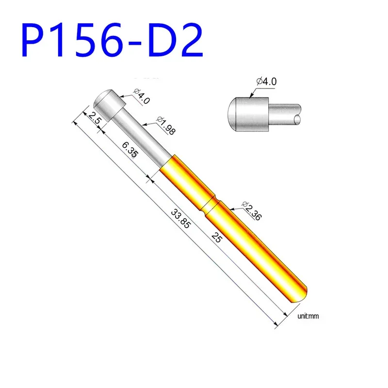 Sonda de Teste com Cabeça Redonda e Grande Tubo para Teste de Agulhas Diâmetro Externo de 100 mm e Comprimento de 34 mm 2.36 Peças