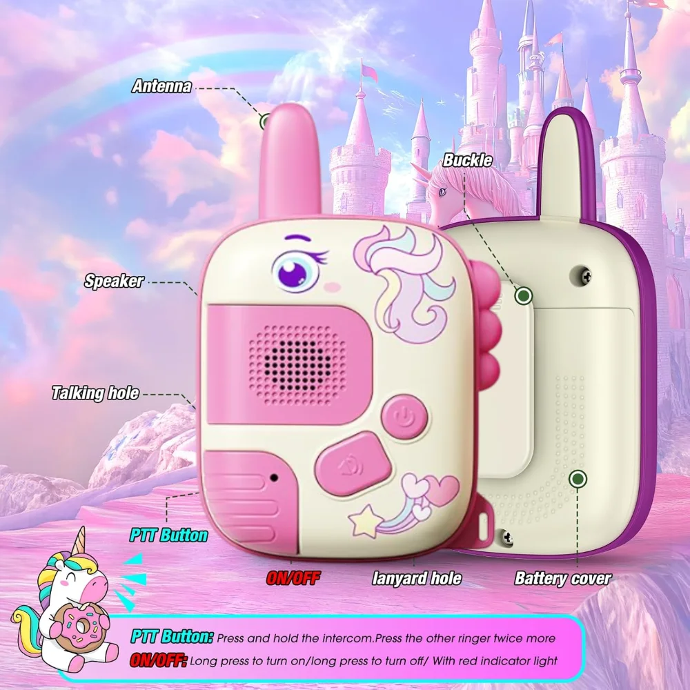 Walkie Talkies Toys for Kids, Children Wireless Transmission Pager, Outdoor Conversation Cartoon Toys, Christmas Gifts for Girls 2