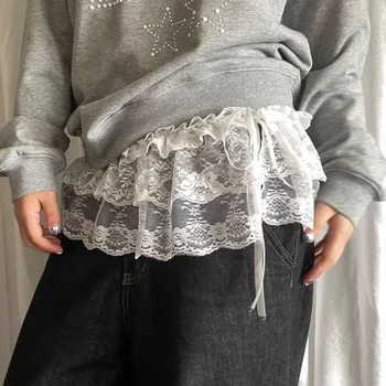 Women Y2K Korean Lace Mini Layered Skirt Streetwear