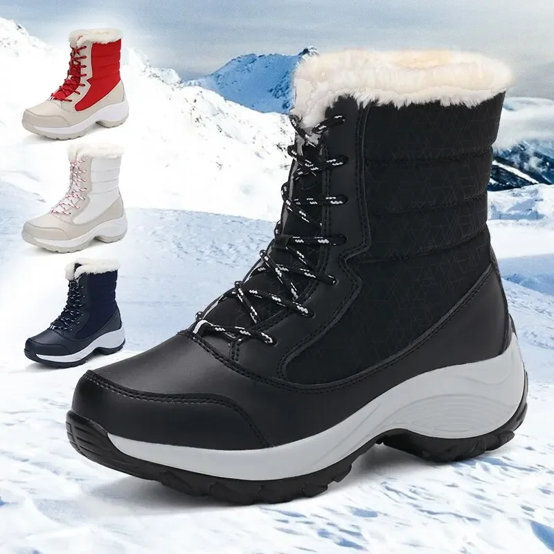 

Women Boots Winter Waterproof Snow Boots Fur Women Platform Shoes Slip On Woman Ankle Boots Plush Warm Winter Female Shoes