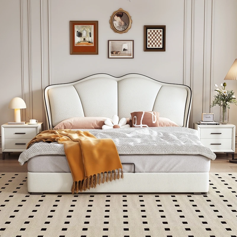 Leather Home Nordic Double Bed Bedroom Designer Luxury European Girls Twin Bed King Size Lit Deux Place Master Bedroom Furniture